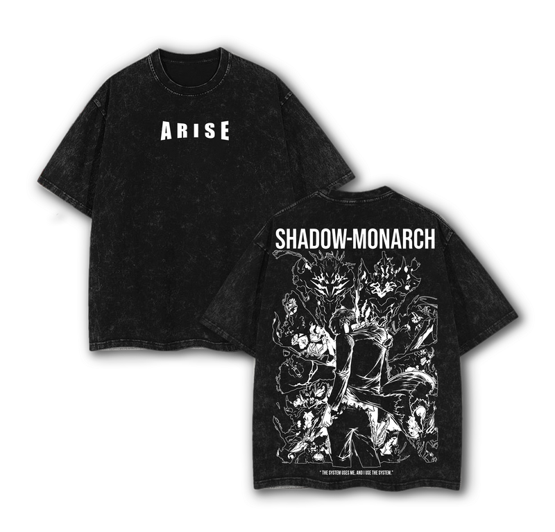 Arise Sung Jinwoo Shirt Solo Leveling Shadow Monarch Tee Washed Anime T-Shirt