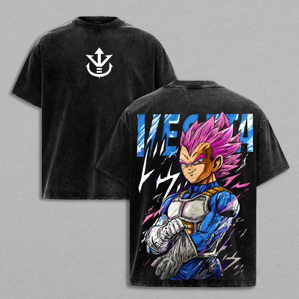 Elite Saiyan Warrior Vintage Washed T-Shirt, DBZ Inspired Power Graphic Tee, Oversized Streetwear Shirt