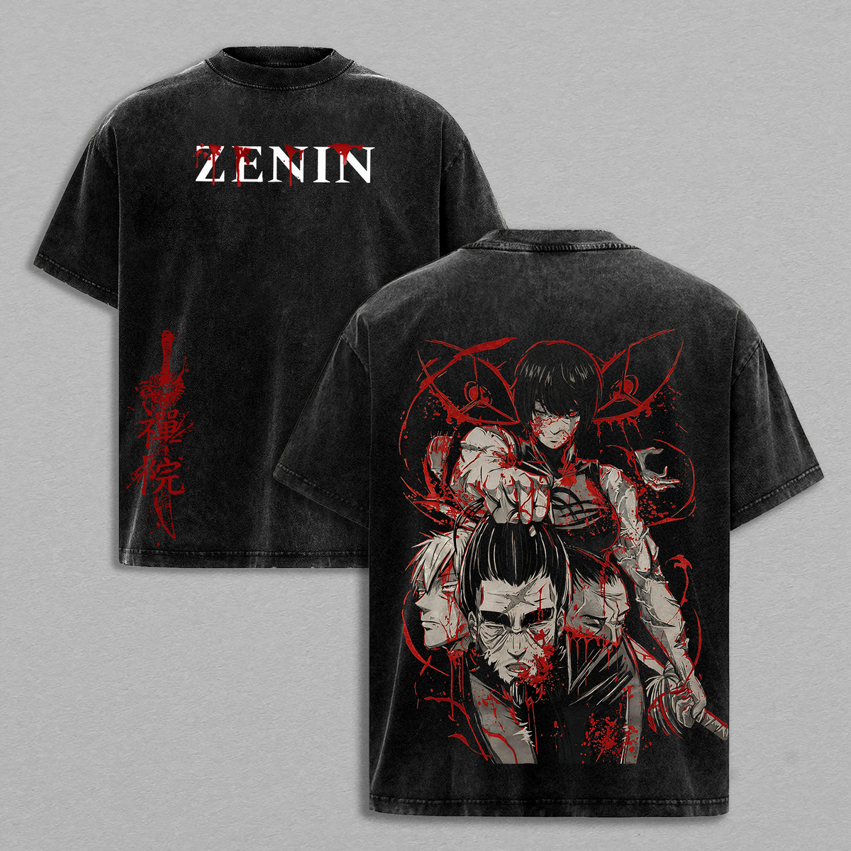Maki Zenin Jujutsu Kaisen Culling Game Arc Heavenly Restriction Anime Manga Graphic Double Printed Acid Washed T-Shirt, Menswear Heavy Cotton JJK Tee Unisex Oversize Streetwear Vintage