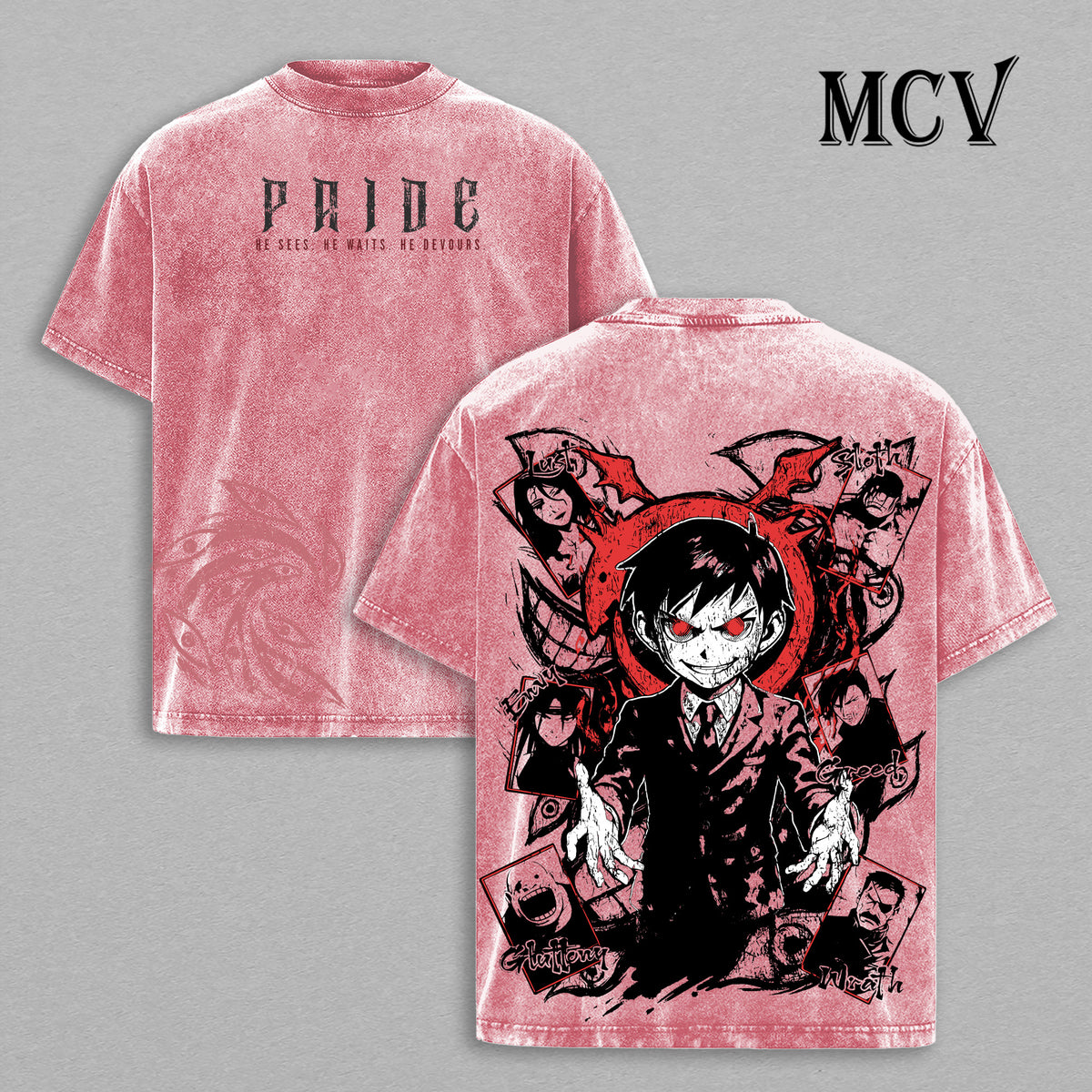 Pride Homunculus Fullmetal Alchemist Washed T-Shirt, Vintage Anime Oversized Tee