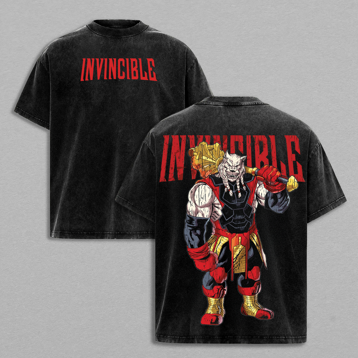 Battle Beast - Invincible War Washed Tshirt, Comics Wash T-Shirt, TV Show Comics Washed T-shirt Heavyweight Cotton