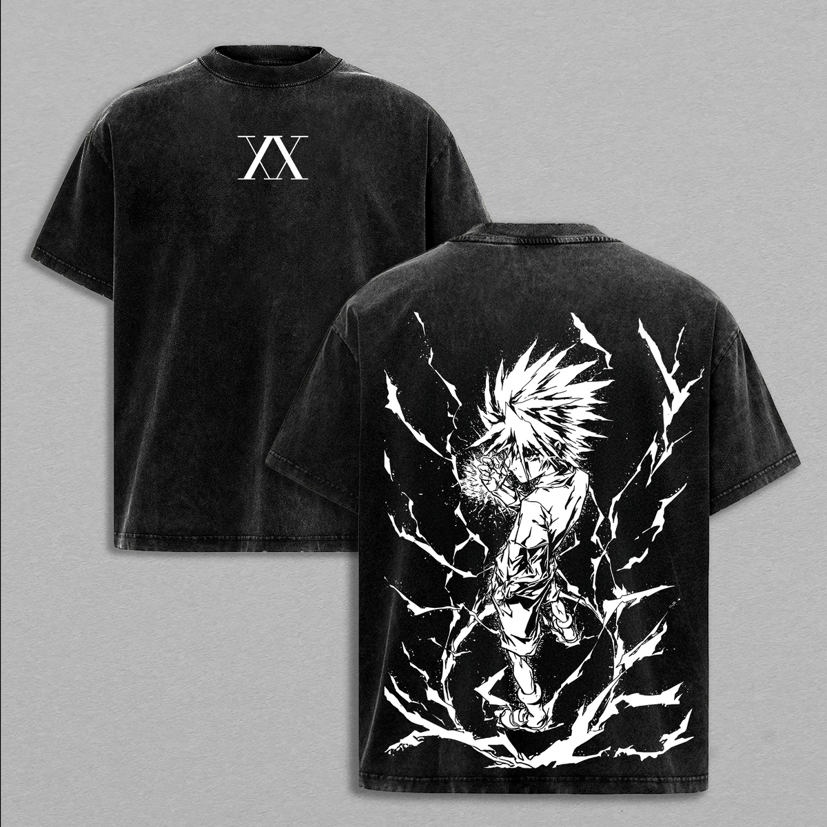Killua Zoldyck Godspeed Hunter X Hunter Retro Vintage Unisex Oversize Anime Manga Washed Heavyweight Cotton T-shirt, Gift For Anime Fan, Anime Lover