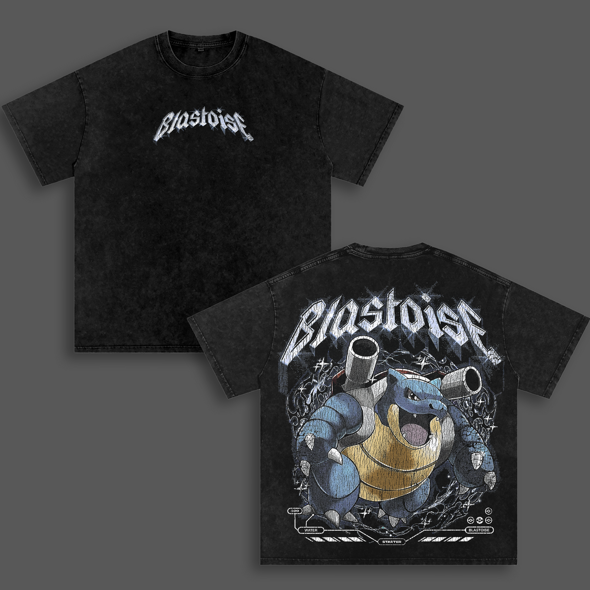 Pokemon "Blastoise" Vintage Unisex Oversize Anime Manga Acid Washed Heavyweight Cotton T-shirt, graphic tee,anime lover , outfits men