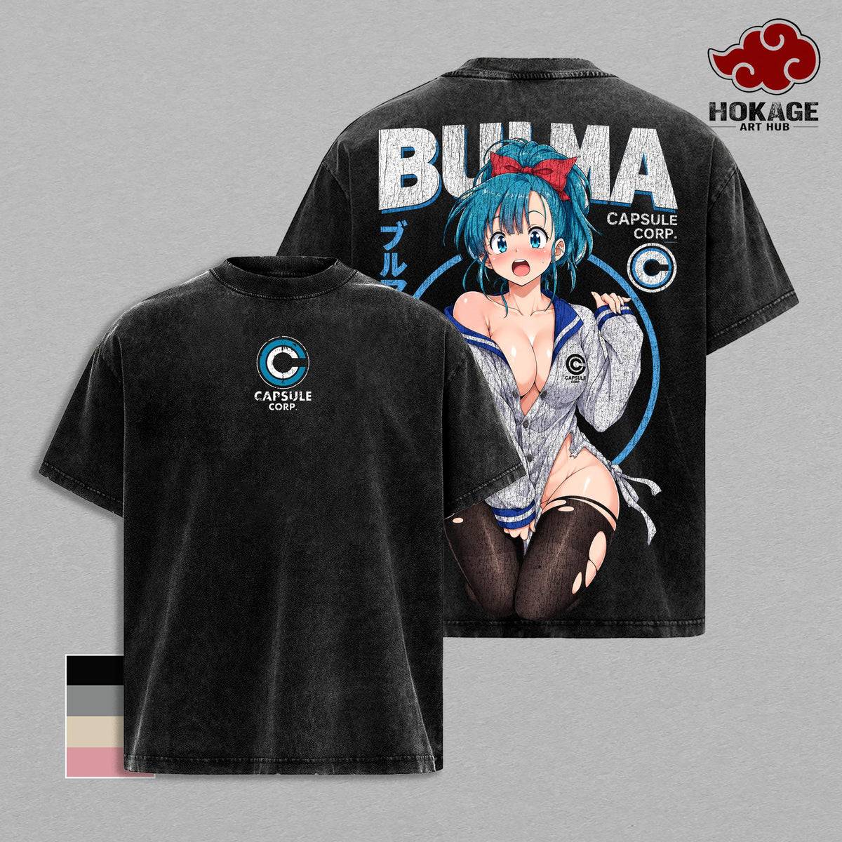 Bulma DBZ T-Shirt, Capsule Corp Anime Graphic Tee, Back Print Vintage 90s Anime Shirt, Graphic Tees Men, Oversized DBZ Streetwear, Unisex Cotton Distressed Tee