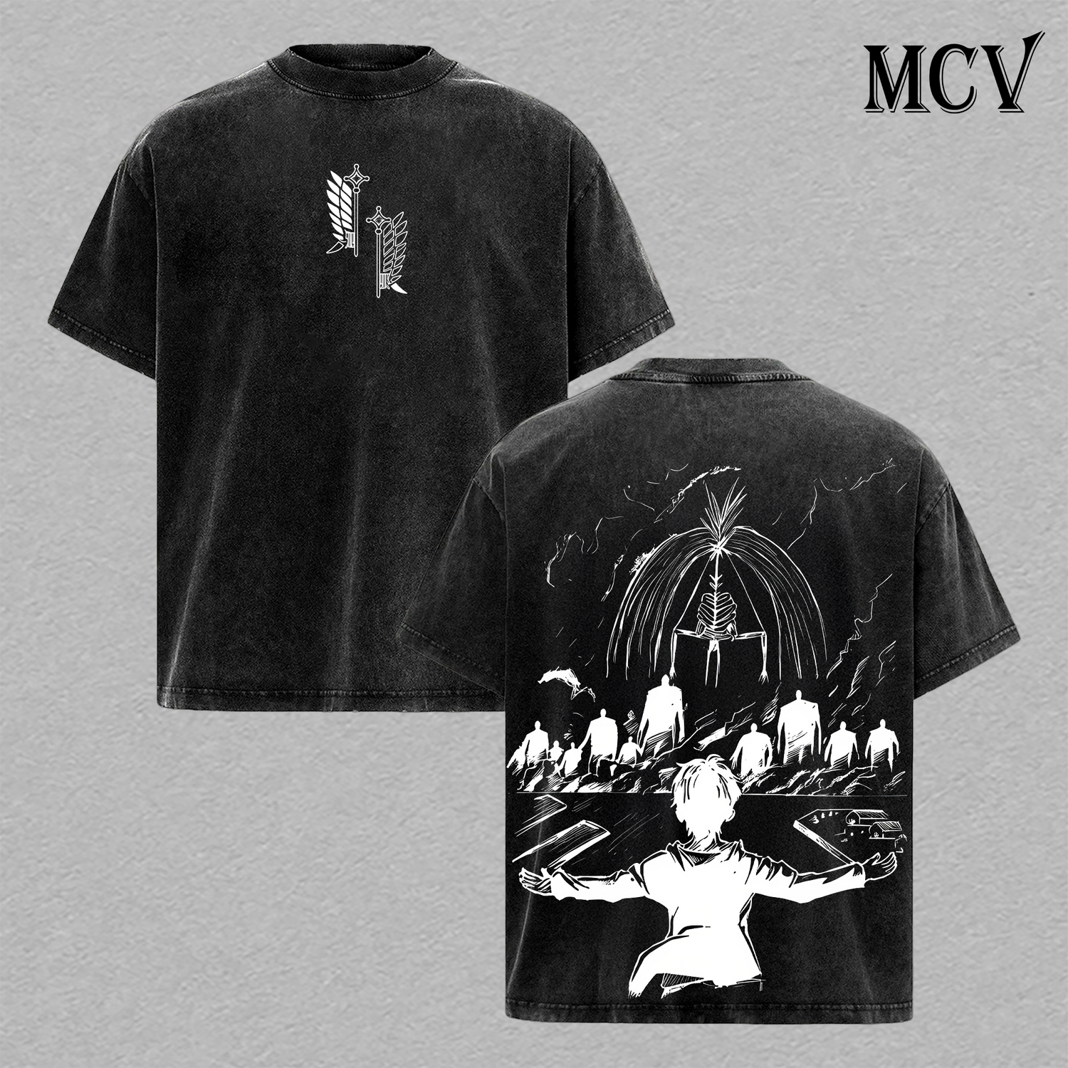 AOT The End Shirt, Eren Mikasa Final Scene Anime Tee, Tragic Love Vintage Washed Tee