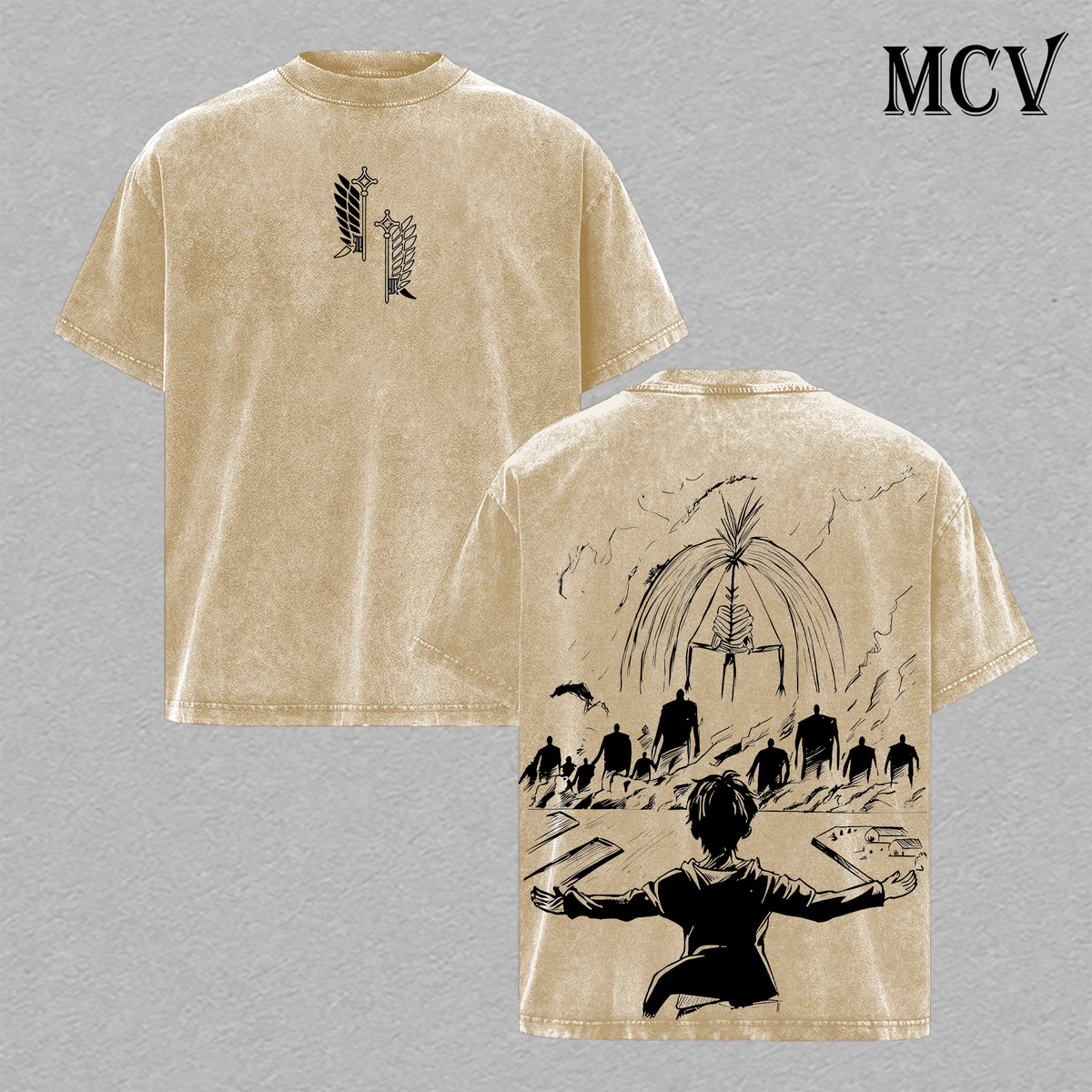 AOT The End Shirt, Eren Mikasa Final Scene Anime Tee, Tragic Love Vintage Washed Tee