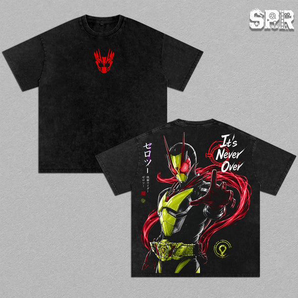 Kamen Rider – Tokusatsu Action Oversize Graphic Tee, Acid Washed Heavy Cotton Shirt, Vintage Japanese Streetwear, Unisex Casual Wear