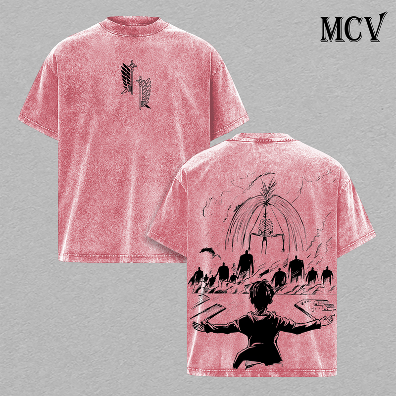AOT The End Shirt, Eren Mikasa Final Scene Anime Tee, Tragic Love Vintage Washed Tee