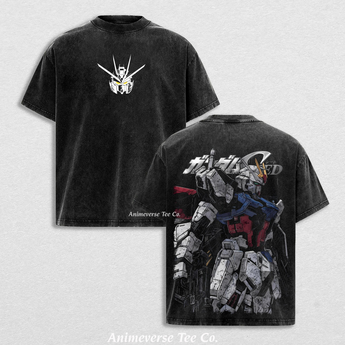 RX-78-2 Gundam,RX-0 Unicorn Gundam,Zaku II (MS-06), Gundam SEED,Astray Red Frame, Gundam Barbatos, RX-160S-2 Sinanju Stein (Ver. Ka) - Mobile Suit Gundam Anime Double Printed Vintage Washed Hoodie & Tee Unisex Oversize Anime Manga