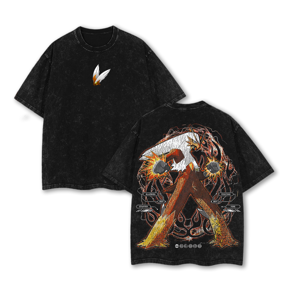 Blaziken Pokemon Washed T-Shirt