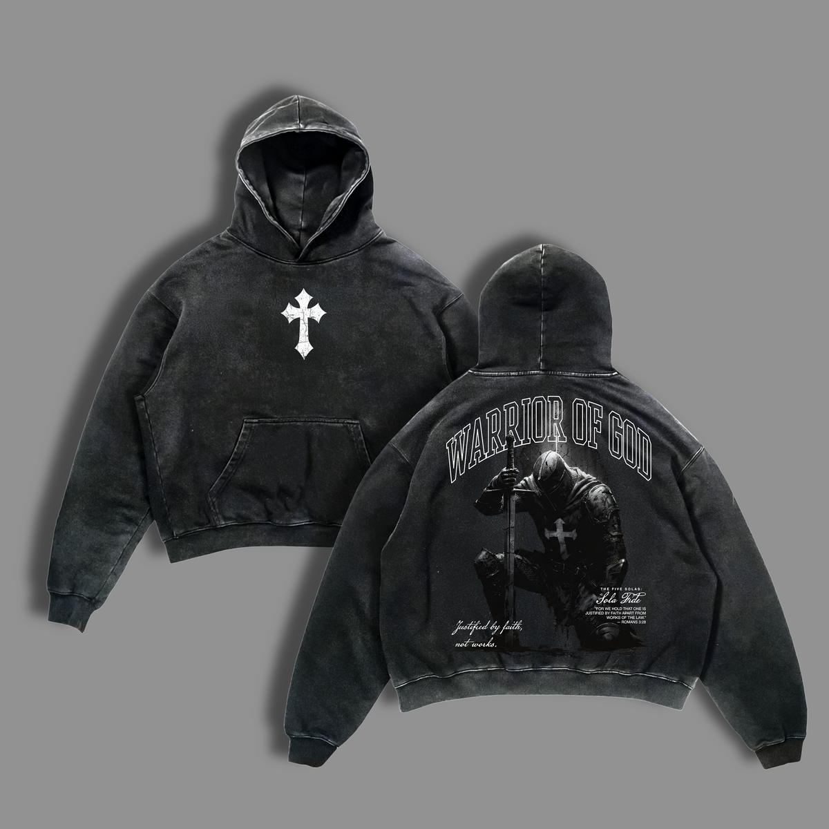 Warrior Of God Christian Knight Vintage Washed T Shirt / Sweatshirt / Hoodie Faith Based Streetwear Armor Of God Graphic Tee Heavy Cotton Unisex Jesus Believer Religious Gospel Apparel Justified By Faith Sola Fide Style