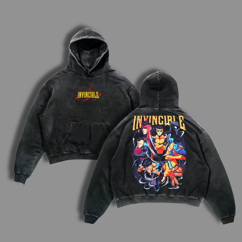 Limited Invincible Family - Invincible War Comic Double Printed Oversize Lightweight Acid Washed Tee TV Series Graphic Tee T-Shirt
