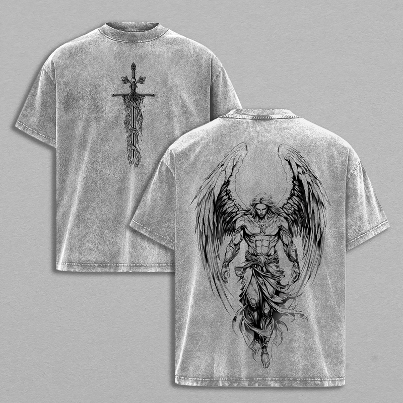 Saint Michael The Archangel x Flaming Sword T-Shirt - Tank Top - Sweatshirt - Hoodies Washed Christian Hoodie, Aesthetic Clothes ,Scales of Justice , Jesus Sweatshirt , Graphic Crewneck , Archangel Michael Tees ,Outfit Church