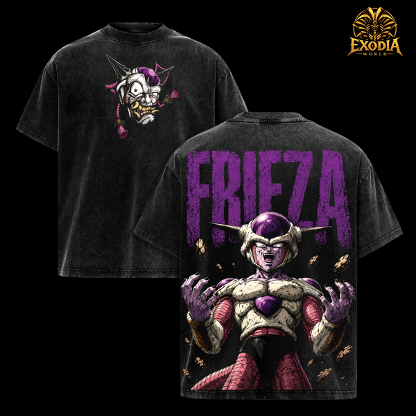 Frieza DBZ Vintage Washed T-Shirt - Anime Graphic Tee Galactic Emperor Villain Manga Oversized Streetwear Top Cotton Tshirt Classic Menswear Clothes Apparel Gift for DBZ Fans Men & Women