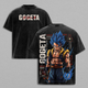 Gogetaaa DBZ Vintage Washed T Shirt - Anime Graphic Tee Blue Gogetaa Oversized Heavyweight Cotton Top Classic Menswear Clothes Apparel Gift for DBZ Fans Men Women