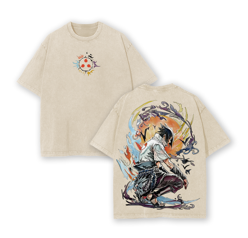 Sasuke Uchiha Vintage Washed Oversized Tee
