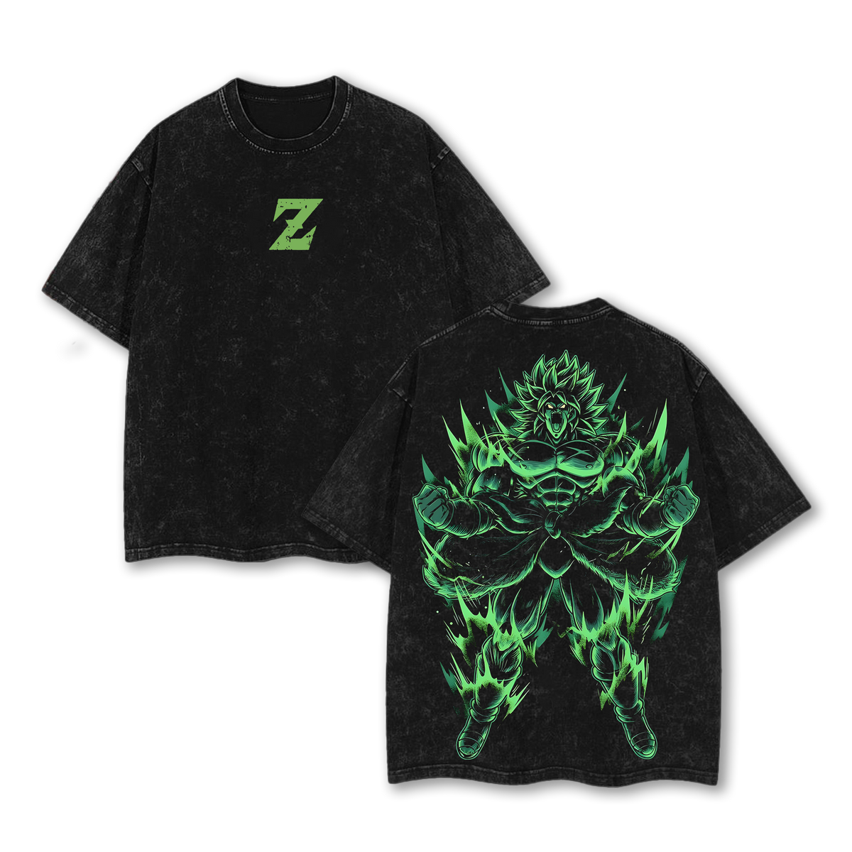 Broly Super Saiyan - Dragon Ball Anime Double Printed Oversized Washed Tee