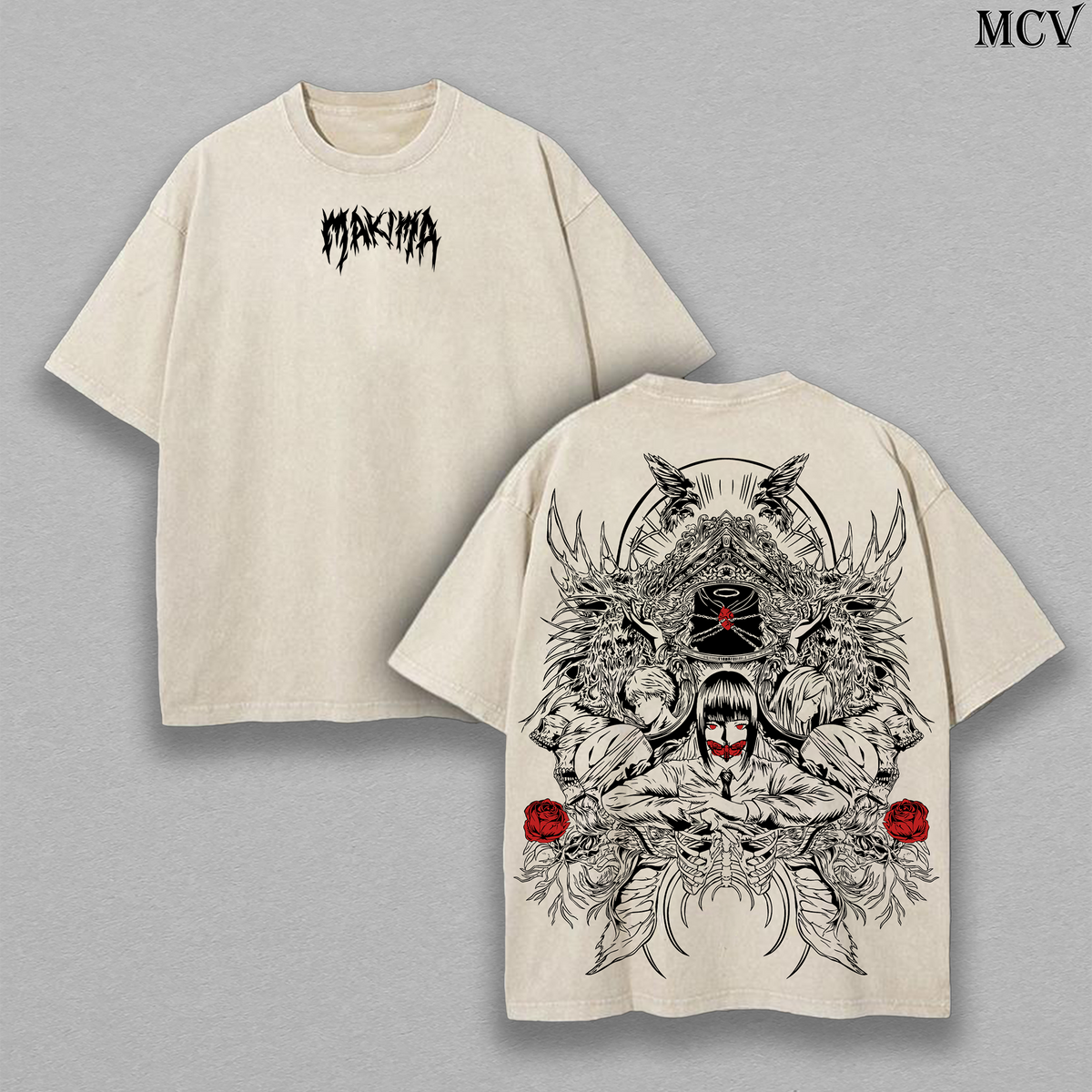 Control Devil Makima – Chainsaw Man Vintage Washed Anime Graphic T-Shirt Japanese Manga Streetwear