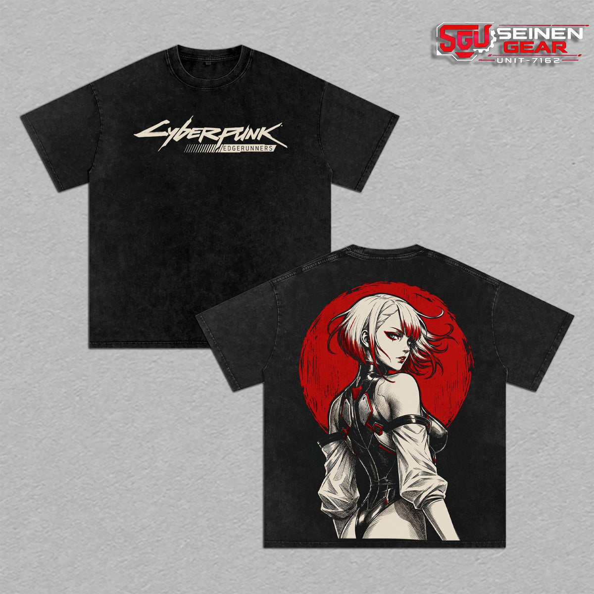 Lucy Cyberpunk Edgerunners Vintage Washed Oversized T-Shirt, Anime Gaming Graphic Tee, Night City Streetwear Shirt, Heavyweight Cotton Double Printed Gift for Cyberpunk Fans