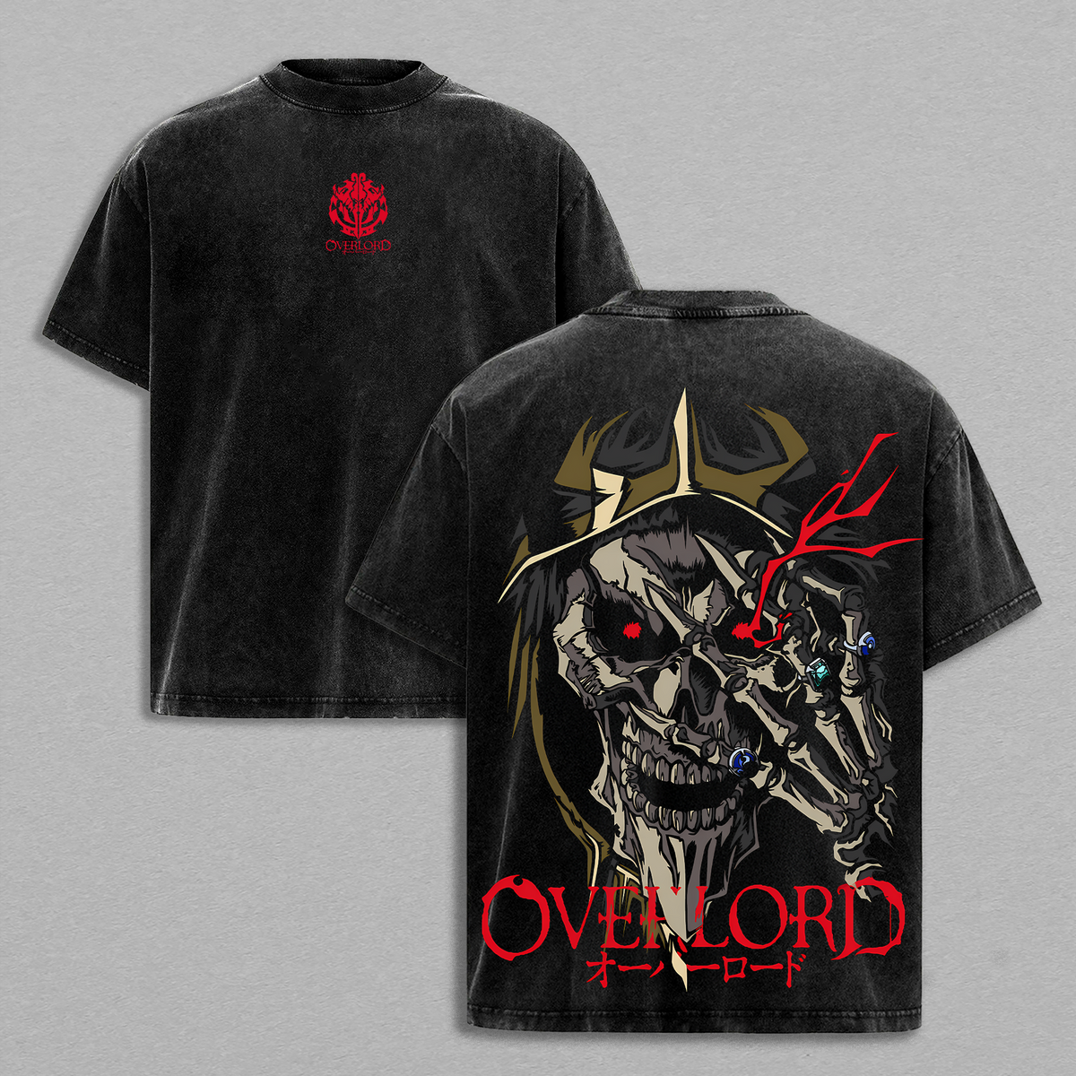 Ainz Ooal Gown - Overlord Anime Double Printed Vintage Washed Tee