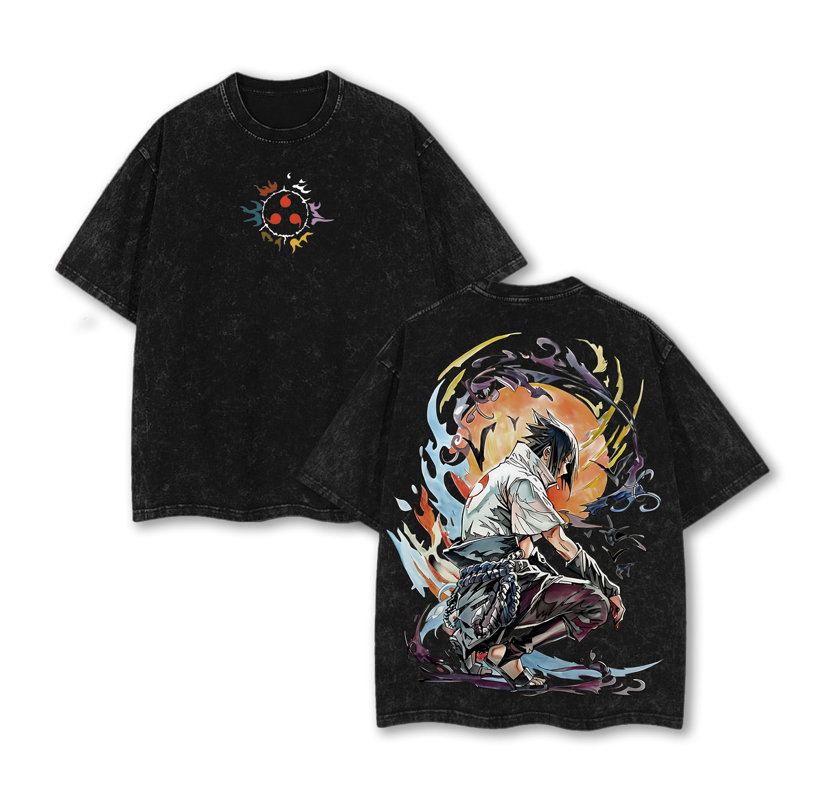 Sasuke Uchiha Vintage Washed Oversized Tee