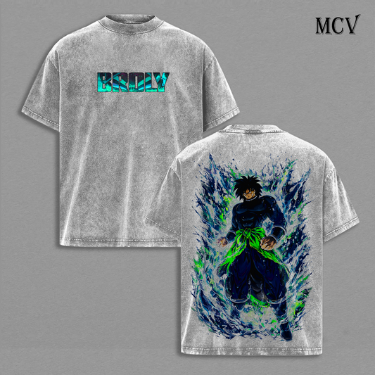 Broly Legendary Super Saiyan Vintage Washed T-Shirt, DBZ Anime Graphic Tee, Power Aura Streetwear Heavy Cotton Shirt