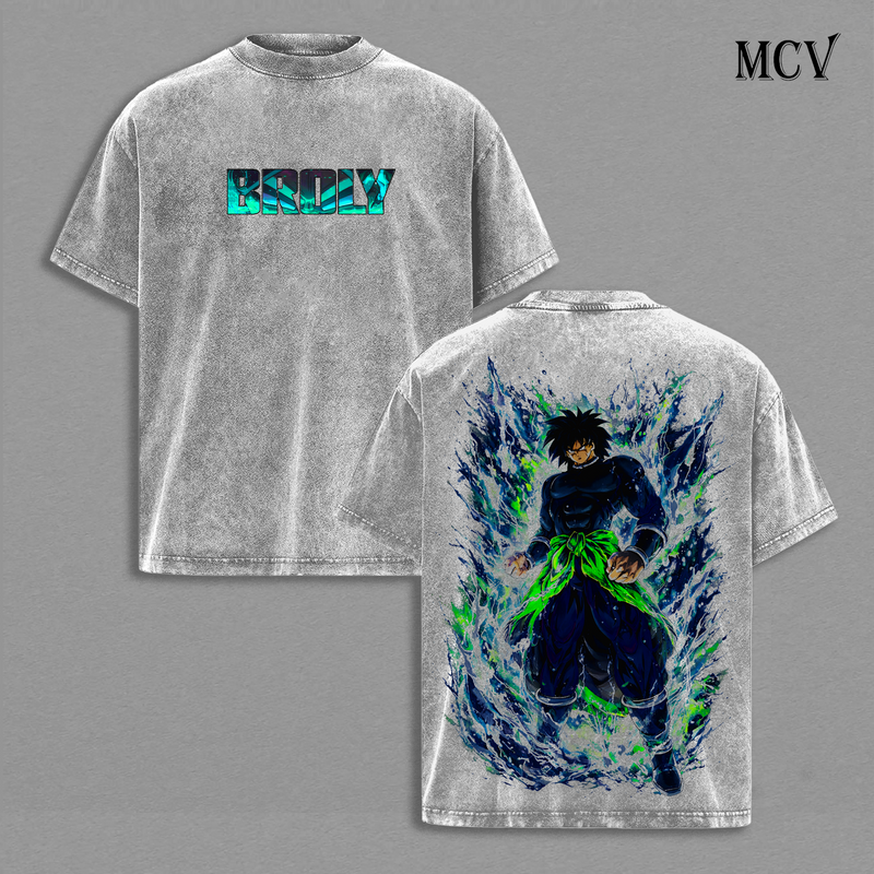 Broly Legendary Super Saiyan Vintage Washed T-Shirt, DBZ Anime Graphic Tee, Power Aura Streetwear Heavy Cotton Shirt