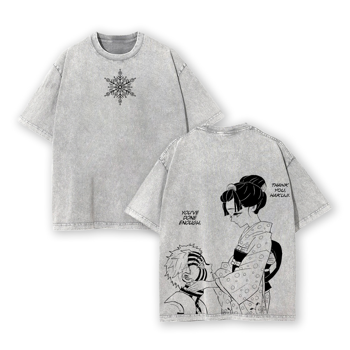 Hakuji vs Koyuki - Demon Slayer Infinity Castle Arc Anime Washed T-Shirt