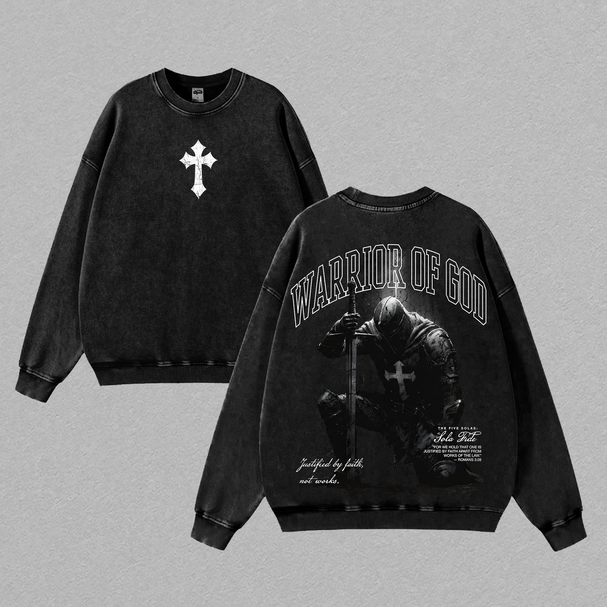 Warrior Of God Christian Knight Vintage Washed T Shirt / Sweatshirt / Hoodie Faith Based Streetwear Armor Of God Graphic Tee Heavy Cotton Unisex Jesus Believer Religious Gospel Apparel Justified By Faith Sola Fide Style