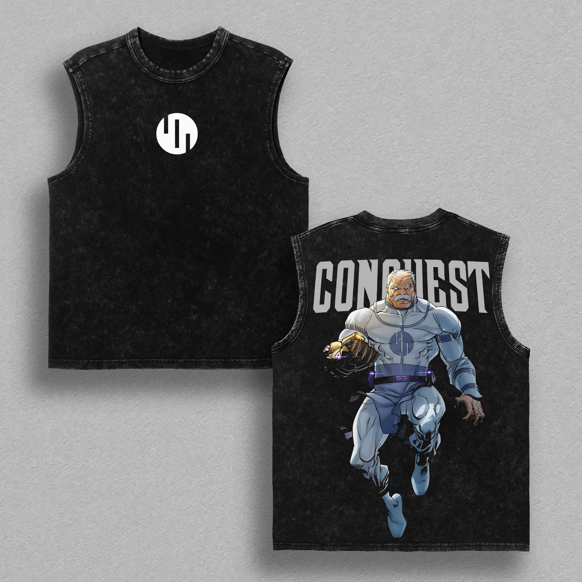 Conquest x Invincible Anime Double Printed Vintage Washed Tee