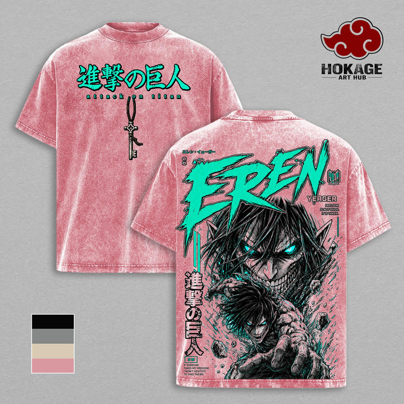 Eren Yeager Attack on Titan T-Shirt, Founding Titan Anime Graphic Tee, Back Print Vintage 90s Anime Shirt, Graphic Tees Men, Trendy Tshirts, Men's T Shirts, AOT Streetwear, Unisex Cotton Distressed Tee, Merch For Men, Men Fashion Graphic Tee