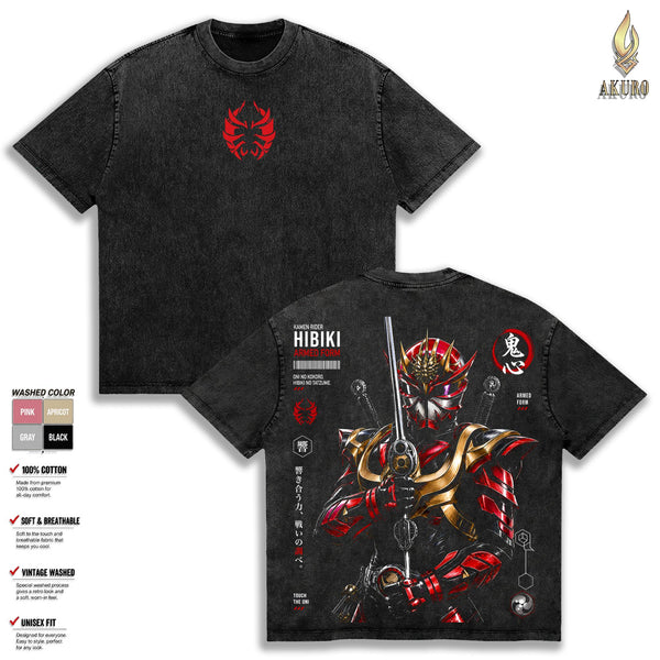 Kamen Rider – Tokusatsu Action Oversize Graphic Tee, Acid Washed Heavy Cotton Shirt, Vintage Japanese Streetwear, Unisex Casual Wear, Hero Merch