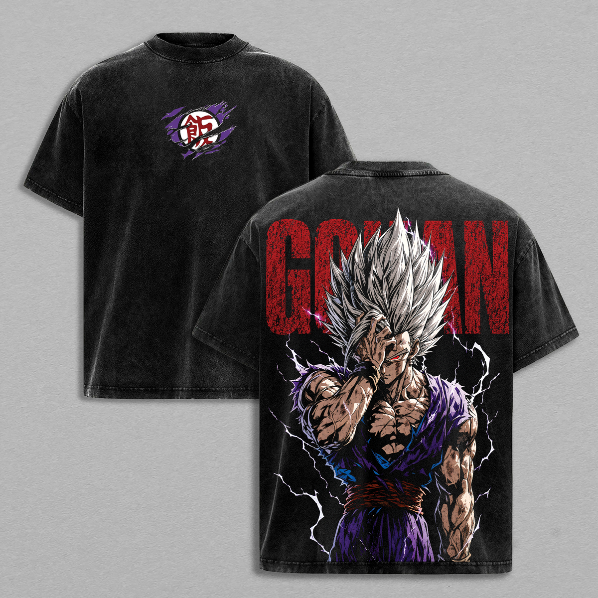 ''Gohann'' DBZ Vintage Washed T Shirt, Beast ''Gohan'' Anime Graphic Tee, Oversized Heavyweight Cotton Streetwear Top Tshirt, Gift for DBZ Fans Men & Women