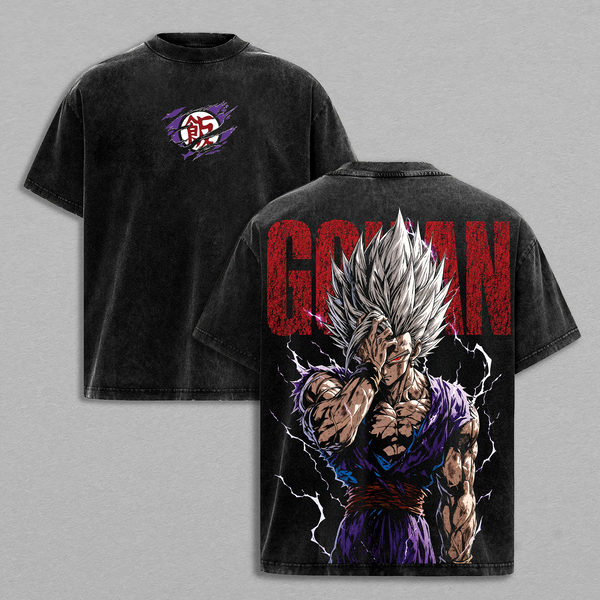 ''Gohann'' DBZ Vintage Washed T Shirt, Beast ''Gohan'' Anime Graphic Tee, Oversized Heavyweight Cotton Streetwear Top Tshirt, Gift for DBZ Fans Men & Women