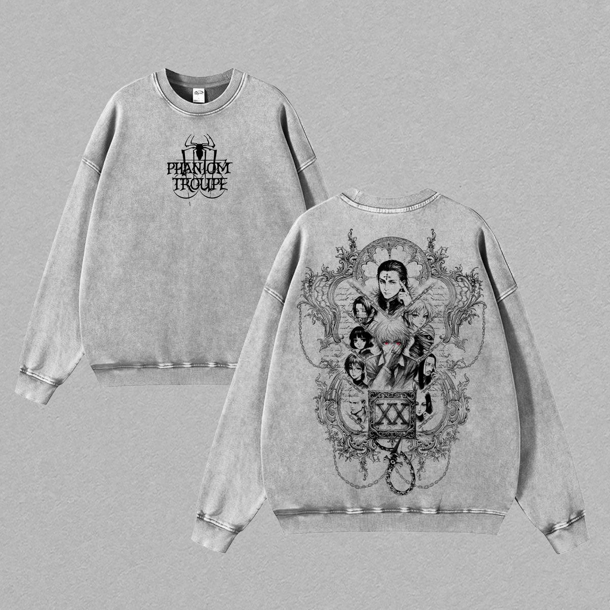 Phantom Troupe - Hisoka - Chrollo - Shizuku - Kurapika Top Hunter x Hunter  Oversized T-Shirt, Genei Ryodan Spider Clan Graphic Tee, Vintage Washed Anime Streetwear Shirt Anime Streetwear