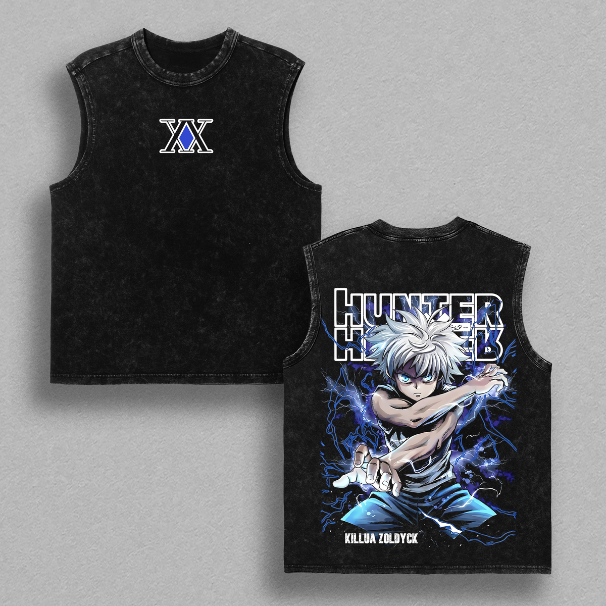 Killua Zoldyck Shirt Hunter x Hunter Anime Lightning Nen Graphic Vintage Washed Oversized T-Shirt Assassin Prodigy Streetwear