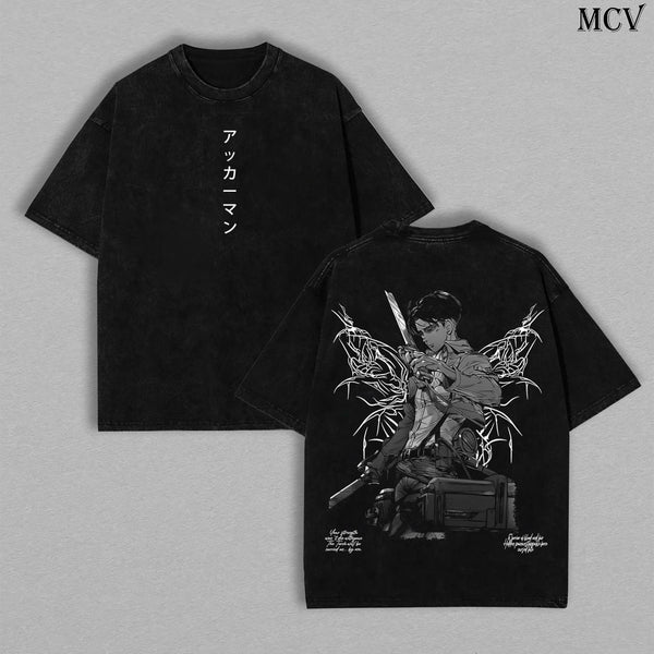 Captain Levi Ackerman – Attack on Titan Vintage Washed Anime Graphic Tee