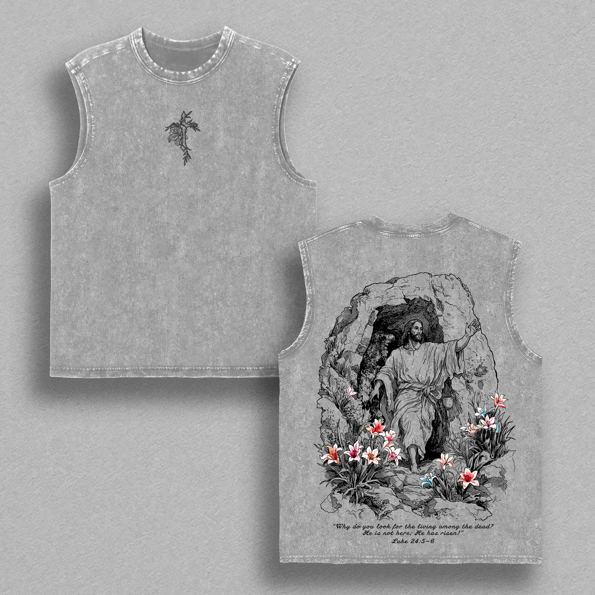 He Is Risen Easter Jesus Vintage Washed Oversized T-Shirt, Resurrection Christian Graphic Tee, Heavy Cotton Unisex Faith Streetwear, Religious Easter Sunday Shirt Gift for Believers