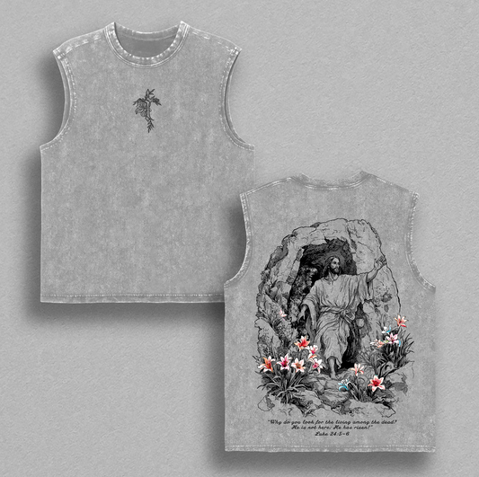 He Is Risen Easter Jesus Vintage Washed Oversized T-Shirt, Resurrection Christian Graphic Tee, Heavy Cotton Unisex Faith Streetwear, Religious Easter Sunday Shirt Gift for Believers