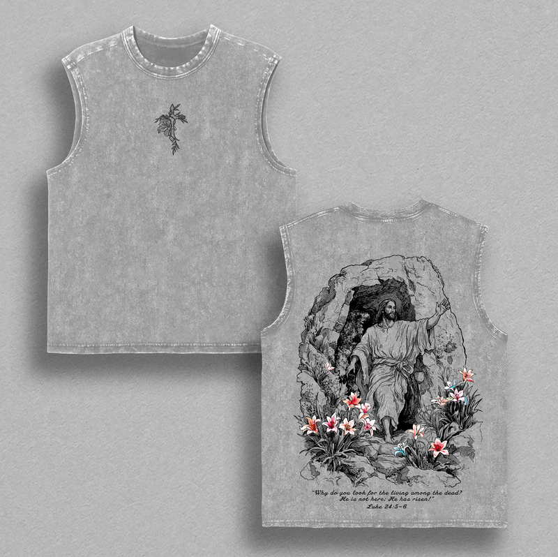 He Is Risen Easter Jesus Vintage Washed Oversized T-Shirt, Resurrection Christian Graphic Tee, Heavy Cotton Unisex Faith Streetwear, Religious Easter Sunday Shirt Gift for Believers