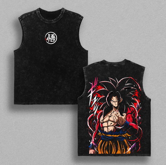 Saiyan Prince X KKROT - DBZ Vintage Washed Heavy Cotton Oversized Gym Shirt Anime Graphic Tee