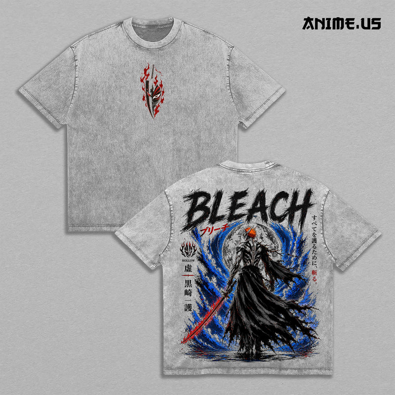 Ichigo Kurosaki Hollow Bleach T-Shirt | Bankai Soul Reaper Thousand-Year Blood War Anime | Vintage Washed Oversized Graphic Tee