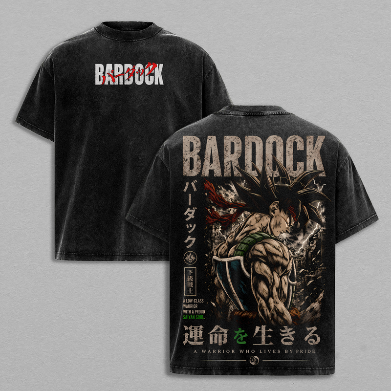 Bardock DBZ Vintage Acid Wash T-Shirt, Oversized Anime Graphic Tee, Saiyan Warrior Heavyweight Cotton Streetwear, Retro Anime Shirt