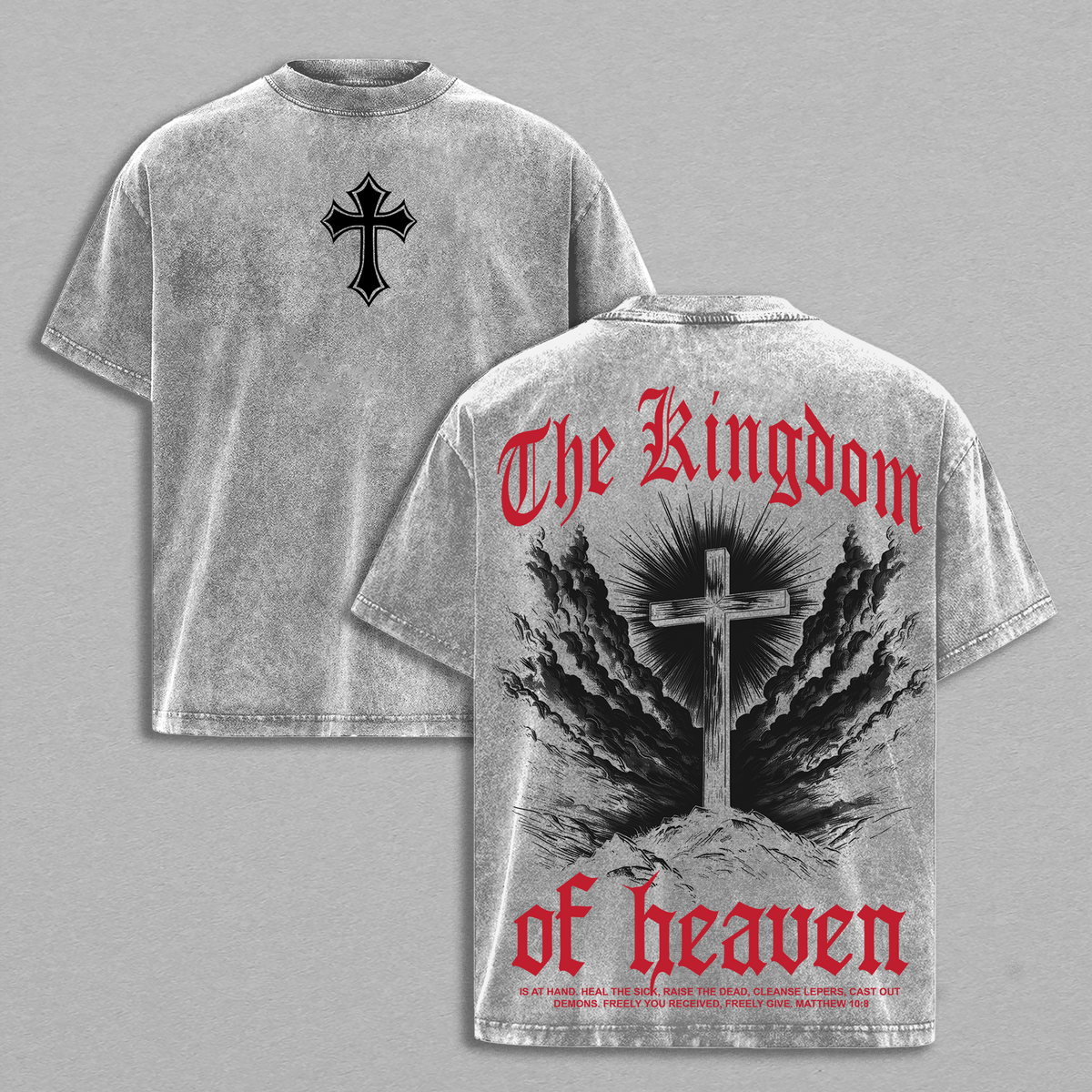 The Kingdom of Heaven Cross T-Shirt | Tank Top | Sweatshirt | Hoodies Washed Jesus Christian Streetwear | Faith Vintage Graphic Tee | Bible Verse Shirt | Religious Gift | Gospel Jesus Apparel Thanksgiving Christmas Outfits