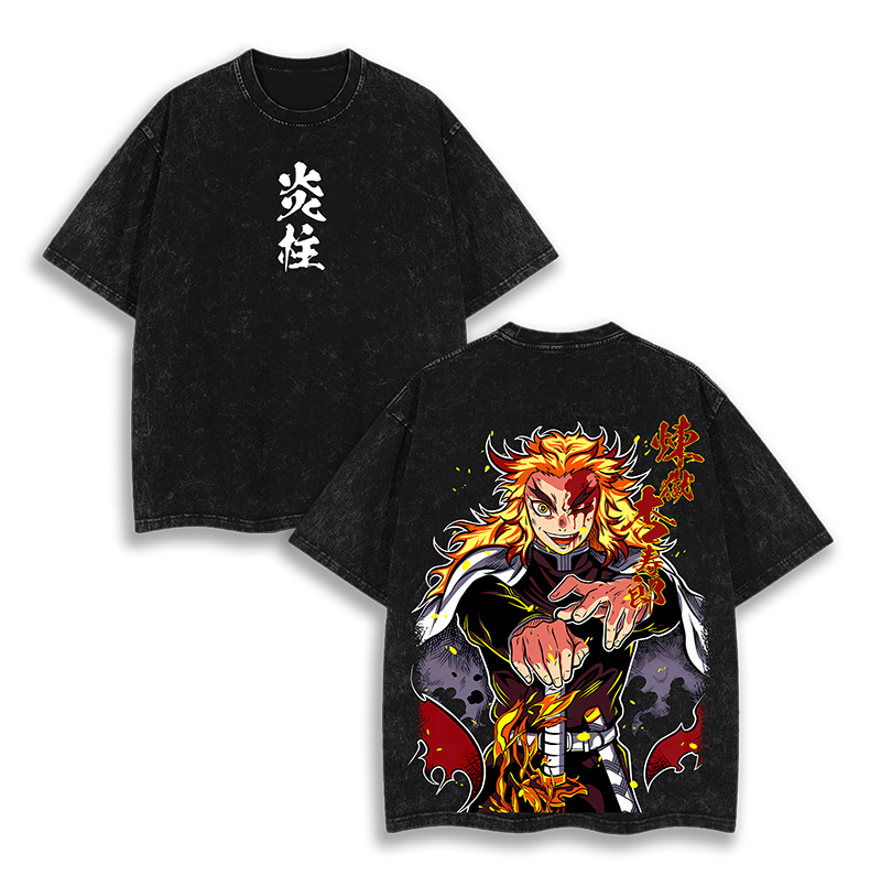 Rengoku Kyoujurou Demon Slayer Washed T-Shirt