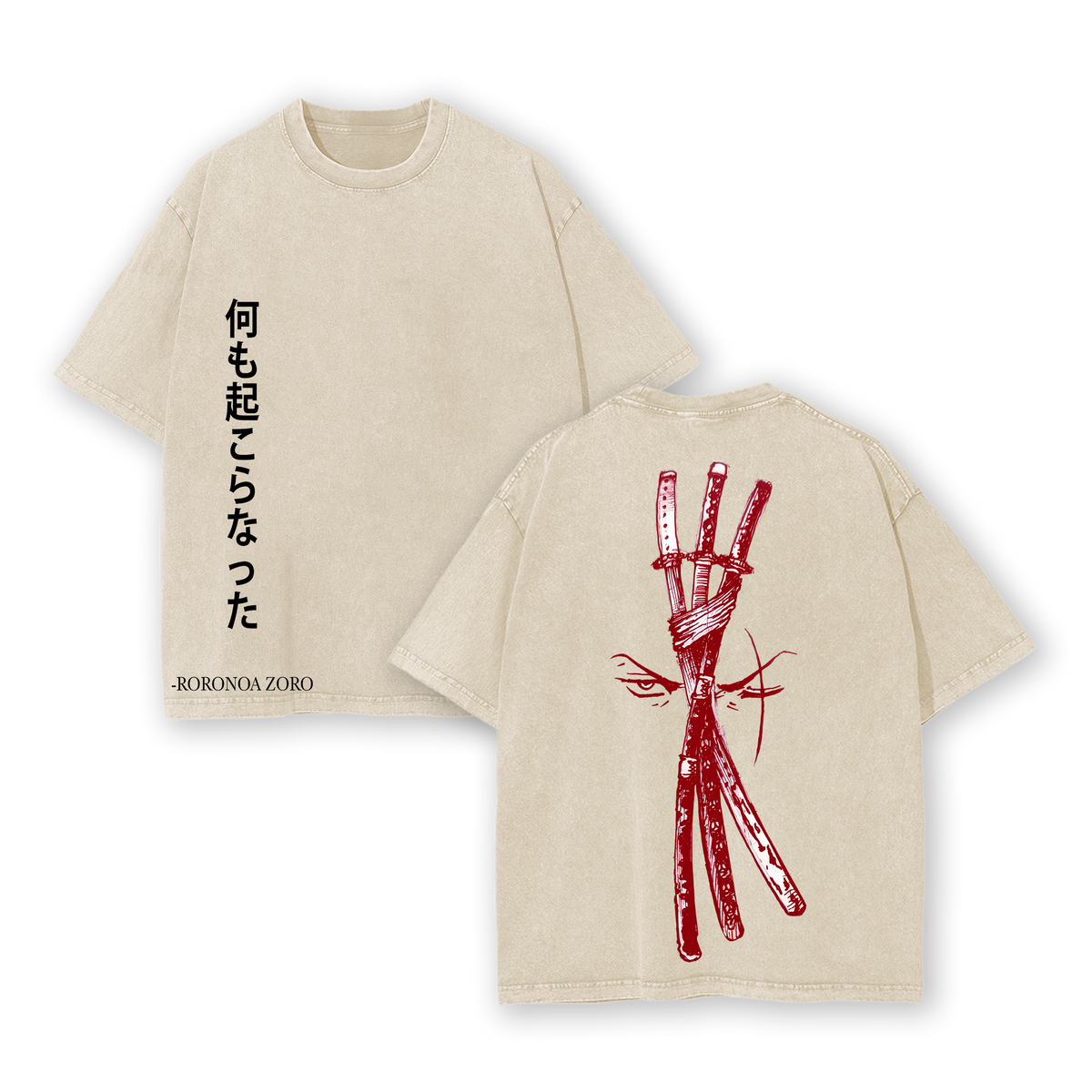 One Piece Washed Tee, Zoro Green Vintage Washed Tee Vintage Graphic 90s