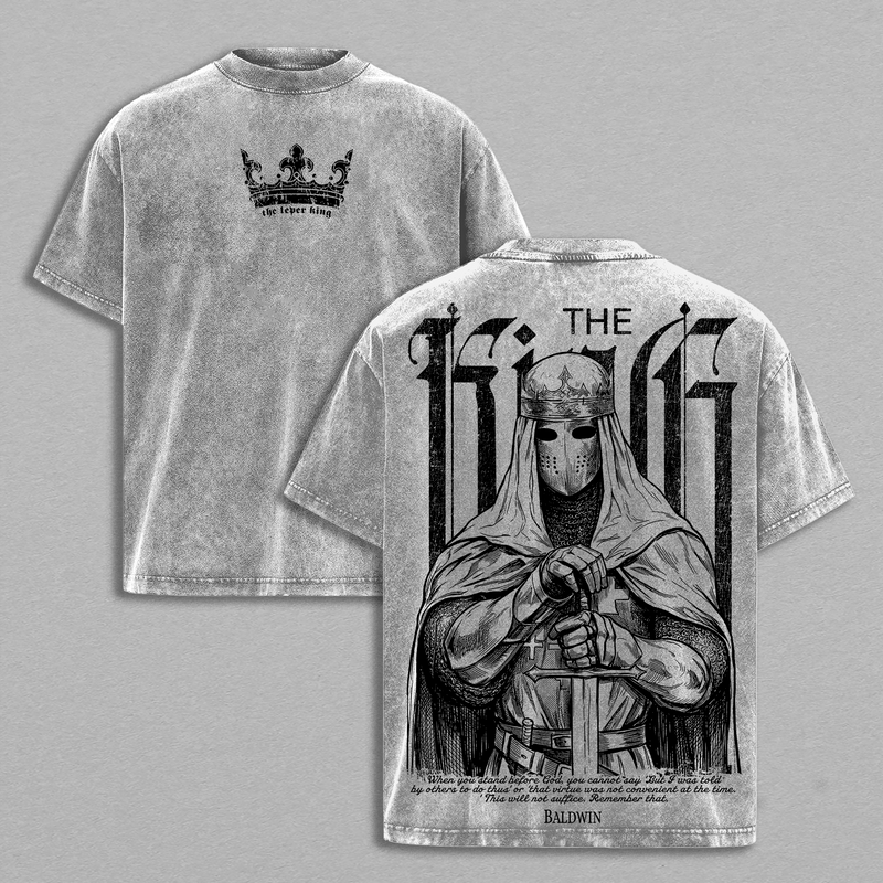 Baldwin IV “The Leper King” Washed T-Shirt / hoodie / Sweatshirt ,Vintage Washed Gothic Faith Streetwear, Crusader King of Jerusalem Tee, Jerusalem Cross Medieval Christian Shirt, Jesus Apparel, Christian Outfit