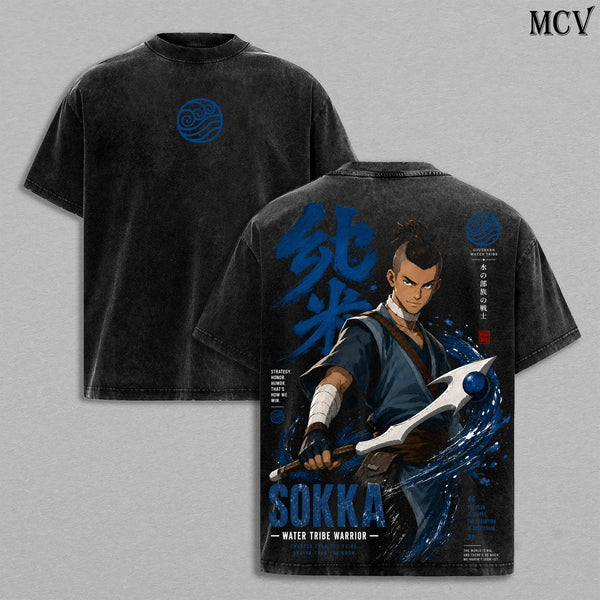 Sokka Avatar Tee – Sokka Vintage Washed T-Shirt | Southern Water Tribe Warrior | Boomerang Fighter | Tactical Genius | Avatar The Last Airbender Graphic Tee | Heavy Cotton Unisex Oversized Streetwear Top