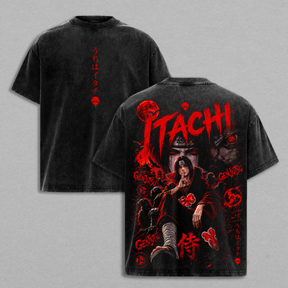 Itachi Uchiha vintage washed T-shirt - Black