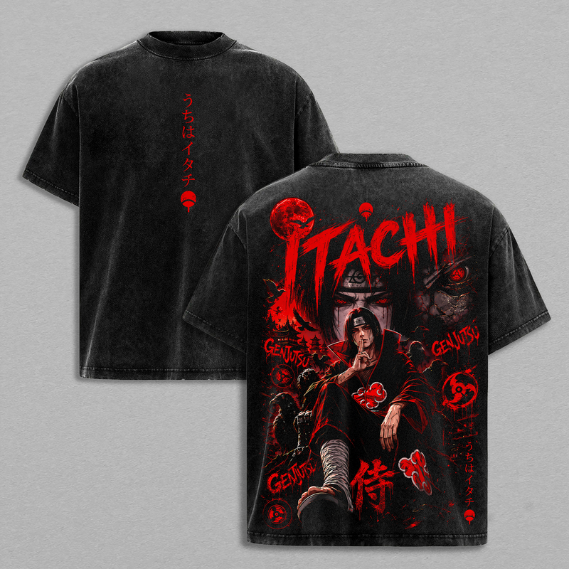 Itachi Uchiha vintage washed T-shirt - Black